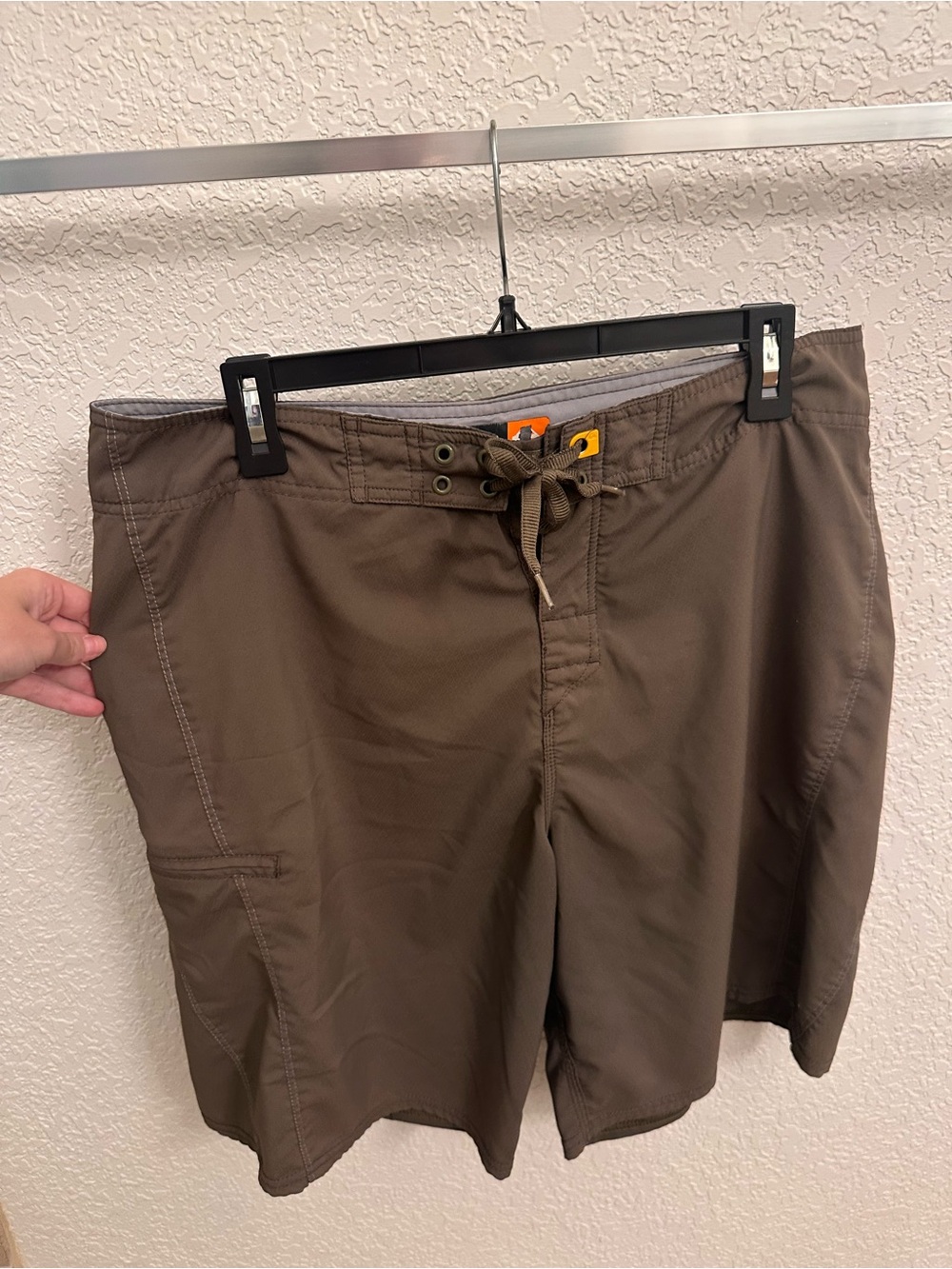 Quiksilver Green/Brown Boardshorts with Orange Logo Patch